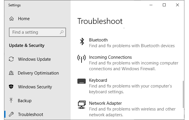 hardware and devices troubleshooter missing