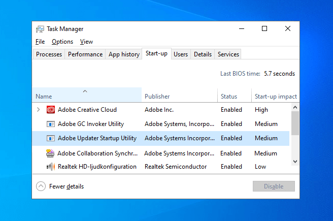 ok to disable adobe updater startup utility