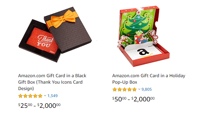 On the chosen gift card page, select the Gift Card Amount you wish to send....