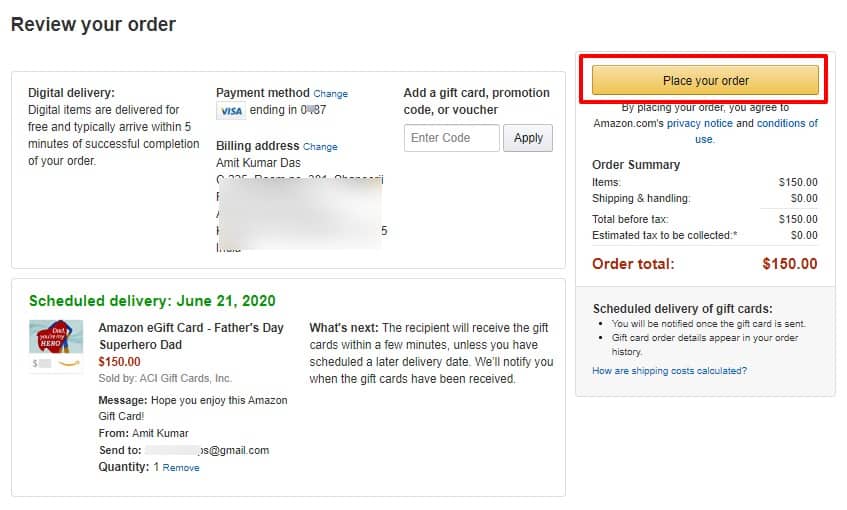 how to buy online amazon gift card