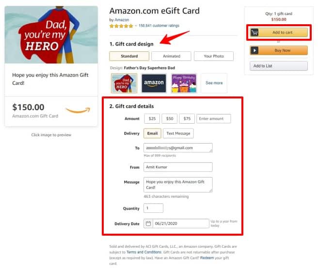 how to buy an amazon gift card
