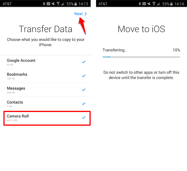 how to transfer photos from android to iphone without computer