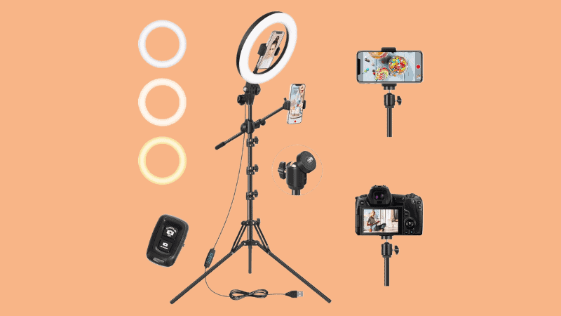 overhead tripod for phone with light